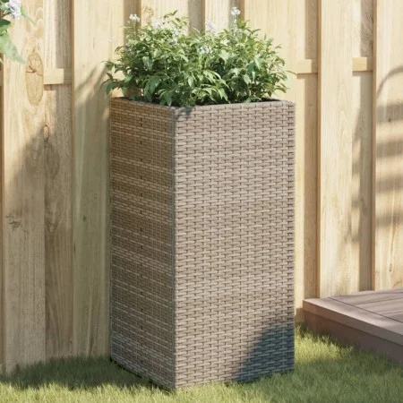 Jardinera de ratán sintético gris 40x40x80 cm de , Maceteros y jardineras - Ref: Foro24-366415, Precio: 75,35 €, Descuento: %