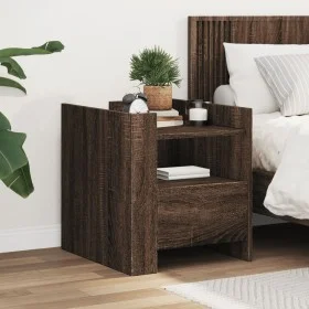 Mesita de noche madera de ingeniería roble marrón 45x50x50 cm de , Mesitas de noche - Ref: Foro24-848282, Precio: 56,06 €, De...