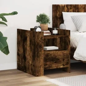 Mesita de noche madera de ingeniería roble ahumado 45x50x50 cm de , Mesitas de noche - Ref: Foro24-848280, Precio: 54,55 €, D...