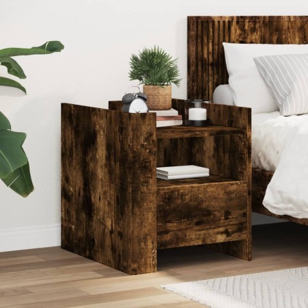 Mesita de noche madera de ingeniería roble ahumado 45x50x50 cm de , Mesitas de noche - Ref: Foro24-848280, Precio: 55,21 €, D...