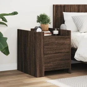 Mesita de noche madera de ingeniería roble marrón 45x50x50 cm de , Mesitas de noche - Ref: Foro24-848289, Precio: 57,37 €, De...