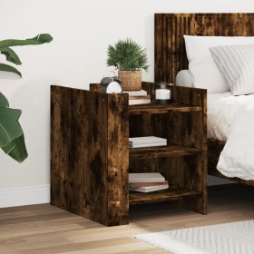 Mesita de noche madera de ingeniería roble ahumado 45x50x50 cm de , Mesitas de noche - Ref: Foro24-848294, Precio: 45,44 €, D...