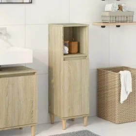 Armario de baño madera contrachapada roble Sonoma 30x30x100 cm de , Tocadores de baño - Ref: Foro24-849659, Precio: 62,98 €, ...