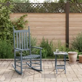 Silla mecedora con mesa plegable madera maciza de álamo gris de , Mecedoras - Ref: Foro24-3281258, Precio: 134,13 €, Descuent...