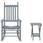 Silla mecedora con mesa plegable madera maciza de álamo gris de , Mecedoras - Ref: Foro24-3281258, Precio: 134,13 €, Descuent...