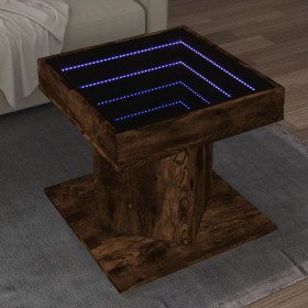 Mesa de centro y LED madera ingeniería roble ahumado 50x50x45cm de , Mesas de centro - Ref: Foro24-847564, Precio: 92,27 €, D...