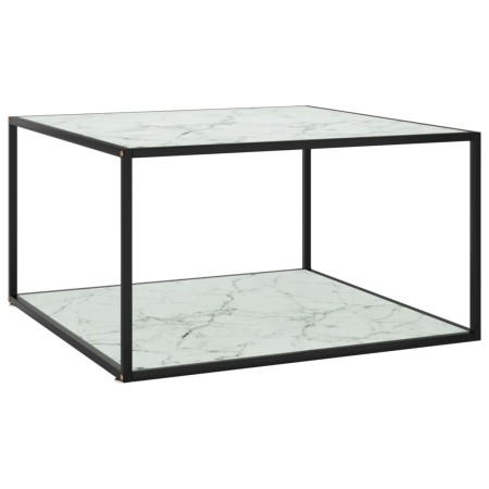 Mesa de centro negra con vidrio de mármol blanco 40x40x50 cm en Mesas de centro | Comprar online en Foru.es