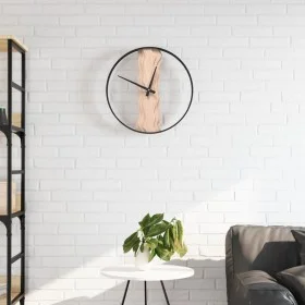 Iron and brown oak wood wall clock Ø35 cm by , Wall clocks - Ref: Foro24-4008397, Price: 42,50 €, Discount: %