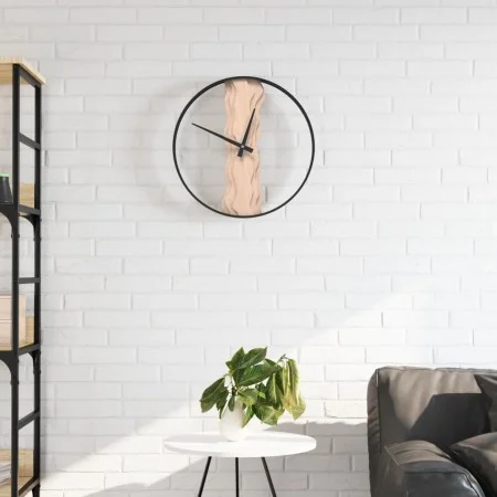 Iron and brown oak wood wall clock Ø35 cm by , Wall clocks - Ref: Foro24-4008397, Price: 42,50 €, Discount: %