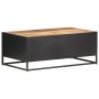 Mesa de centro madera de mango rugosa y caña natural 90x50x35cm en Mesas de centro | Comprar online en Foru.es