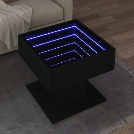 Mesa de centro con luz LED madera ingeniería negra 50x50x45 cm de , Mesas de centro - Ref: Foro24-847526, Precio: 102,15 €, D...
