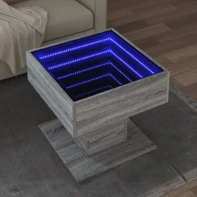Mesa de centro y LED madera ingeniería gris Sonoma 50x50x45 cm de , Mesas de centro - Ref: Foro24-847530, Precio: 89,38 €, De...