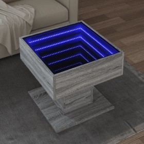 Mesa de centro y LED madera ingeniería gris Sonoma 50x50x45 cm de , Mesas de centro - Ref: Foro24-847530, Precio: 90,69 €, De...