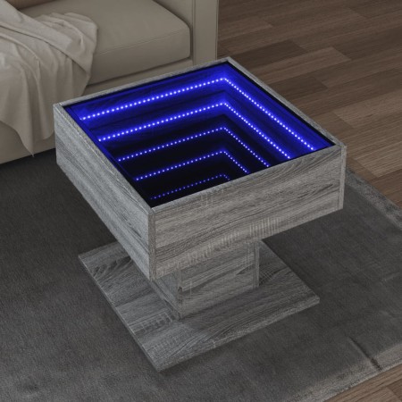 Mesa de centro y LED madera ingeniería gris Sonoma 50x50x45 cm de , Mesas de centro - Ref: Foro24-847530, Precio: 90,69 €, De...