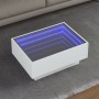 Mesa de centro con LED madera de ingeniería blanca 70x50x30 cm de , Mesas de centro - Ref: Foro24-847511, Precio: 110,29 €, D...