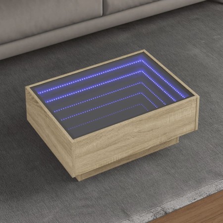 Mesa de centro y LED madera ingeniería roble Sonoma 70x50x30 cm de , Mesas de centro - Ref: Foro24-847513, Precio: 105,10 €, ...