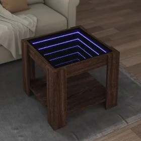 Mittel- und LED-Tisch aus braunem Eichen-Ingenieurholz 53x53x45 cm von , Couchtisch - Ref: Foro24-847545, Preis: 85,53 €, Rab...