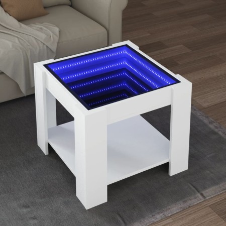 Mesa de centro con LED madera de ingeniería blanca 53x53x45 cm de , Mesas de centro - Ref: Foro24-847539, Precio: 84,64 €, De...