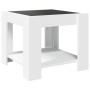 Mesa de centro con LED madera de ingeniería blanca 53x53x45 cm de , Mesas de centro - Ref: Foro24-847539, Precio: 84,64 €, De...
