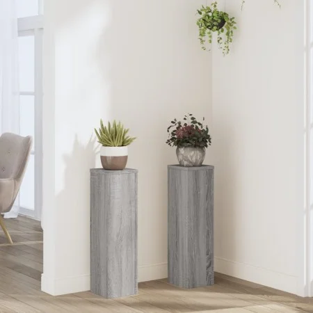 Soportes de plantas 2 uds madera gris Sonoma 17x17x60 cm de , Soportes para macetas - Ref: Foro24-852938, Precio: 43,56 €, De...