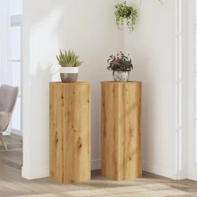 Soportes de plantas 2 uds madera roble artisian 25x25x80 cm de , Soportes para macetas - Ref: Foro24-852950, Precio: 69,55 €,...