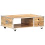 Mesa de centro de madera maciza de mango rugosa 89x59x33 cm en Mesas de centro | Comprar online en Foru.es