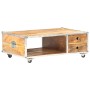 Mesa de centro de madera maciza de mango rugosa 89x59x33 cm en Mesas de centro | Comprar online en Foru.es