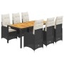 Set de mesa y sillas de jardín 7 pzas y cojines ratán PE negro de , Conjuntos de jardín - Ref: Foro24-3276981, Precio: 782,31...