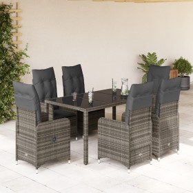 Mesita y sillas jardín 7 piezas y cojines ratán sintético gris de , Conjuntos de jardín - Ref: Foro24-3277035, Precio: 815,85...