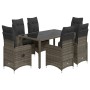 Mesita y sillas jardín 7 piezas y cojines ratán sintético gris de , Conjuntos de jardín - Ref: Foro24-3277035, Precio: 815,85...