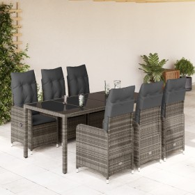 Mesita y sillas jardín 7 piezas y cojines ratán sintético gris de , Conjuntos de jardín - Ref: Foro24-3277037, Precio: 833,74...