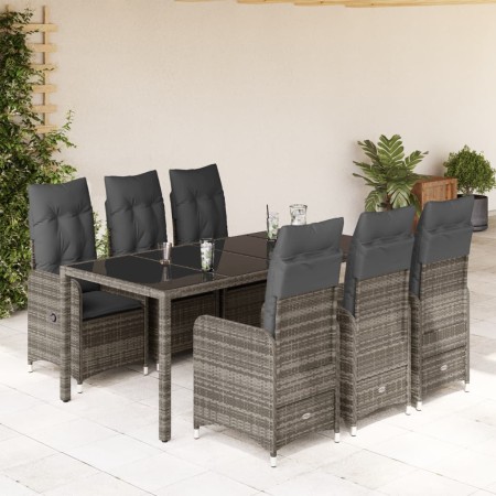 Mesita y sillas jardín 7 piezas y cojines ratán sintético gris de , Conjuntos de jardín - Ref: Foro24-3277037, Precio: 833,74...