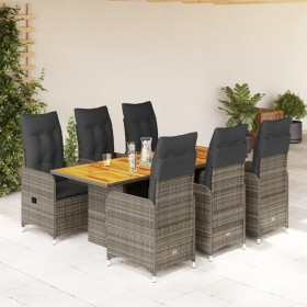 Mesita y sillas jardín 7 piezas y cojines ratán sintético gris de , Conjuntos de jardín - Ref: Foro24-3277028, Precio: 856,95...