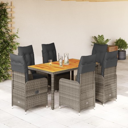 Mesita y sillas jardín 7 piezas y cojines ratán sintético gris de , Conjuntos de jardín - Ref: Foro24-3277023, Precio: 823,82...