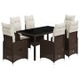 Set de mesa y sillas jardín 7 pzas con cojines ratán PE marrón de , Conjuntos de jardín - Ref: Foro24-3277068, Precio: 845,97...