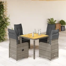 Mesita y sillas jardín 5 pzas y cojines ratán sintético gris de , Conjuntos de jardín - Ref: Foro24-3277021, Precio: 605,65 €...