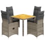 Mesita y sillas jardín 5 pzas y cojines ratán sintético gris de , Conjuntos de jardín - Ref: Foro24-3277021, Precio: 592,26 €...