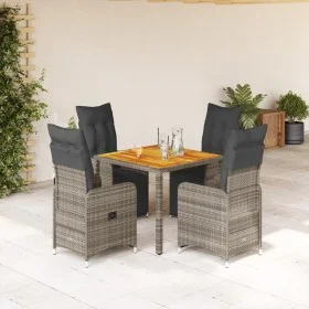 Mesita y sillas jardín 5 pzas y cojines ratán sintético gris de , Conjuntos de jardín - Ref: Foro24-3277158, Precio: 662,55 €...