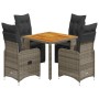 Mesita y sillas jardín 5 pzas y cojines ratán sintético gris de , Conjuntos de jardín - Ref: Foro24-3277158, Precio: 652,80 €...