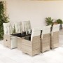 Set de mesa y sillas jardín 7 pzas con cojines ratán PE marrón de , Conjuntos de jardín - Ref: Foro24-3277215, Precio: 997,19...