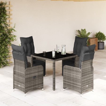 Mesita y sillas jardín 5 pzas y cojines ratán sintético gris de , Conjuntos de jardín - Ref: Foro24-3277166, Precio: 686,47 €...