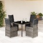 Mesita y sillas jardín 5 pzas y cojines ratán sintético gris de , Conjuntos de jardín - Ref: Foro24-3277166, Precio: 686,47 €...