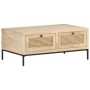 Mesa de centro madera maciza mango y caña natural 90x50x37 cm en Mesas de centro | Comprar online en Foru.es