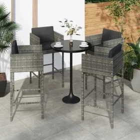 Taburetes de barra de cocina 4 uds con cojines ratán PE gris de , Taburetes de cocina - Ref: Foro24-316677, Precio: 409,02 €,...
