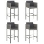 Taburetes de barra de cocina 4 uds con cojines ratán PE gris de , Taburetes de cocina - Ref: Foro24-316677, Precio: 416,12 €,...