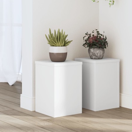 Soportes de plantas 2 uds madera ingeniería blanco 20x20x30 cm de , Soportes para macetas - Ref: Foro24-852897, Precio: 35,11...