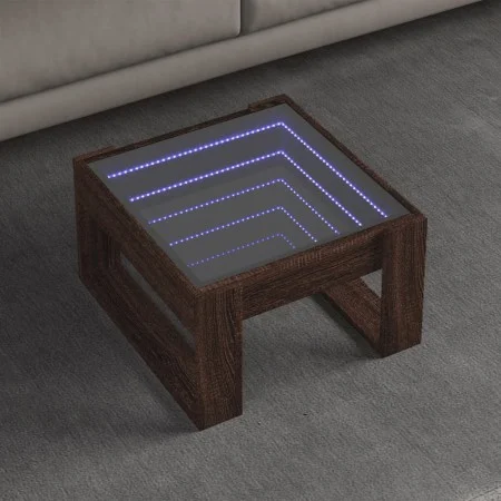 Mesa de centro con Infinity LED marrón roble 50x53x30 cm de , Mesas de centro - Ref: Foro24-847629, Precio: 80,71 €, Descuent...