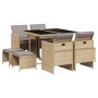 Set comedor de jardín 9 pzas con cojines ratán sintético beige de , Conjuntos de jardín - Ref: Foro24-3277727, Precio: 414,01...