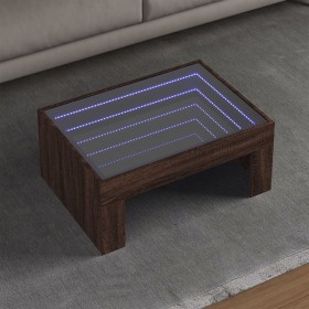 Mesa de centro con Infinity LED marrón roble 70x50x30 cm de , Mesas de centro - Ref: Foro24-847615, Precio: 94,56 €, Descuent...