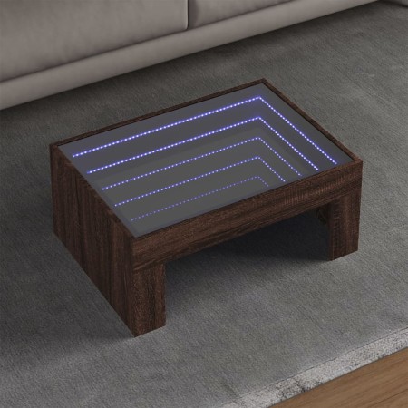 Mesa de centro con Infinity LED marrón roble 70x50x30 cm de , Mesas de centro - Ref: Foro24-847615, Precio: 94,56 €, Descuent...